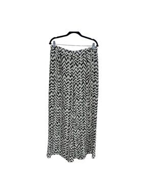 Jennifer Lopez Black White Palazzo Pants XL Wide Leg Chevron Graphic Print Boho